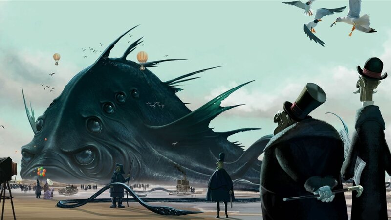 Giant sea monster on beach