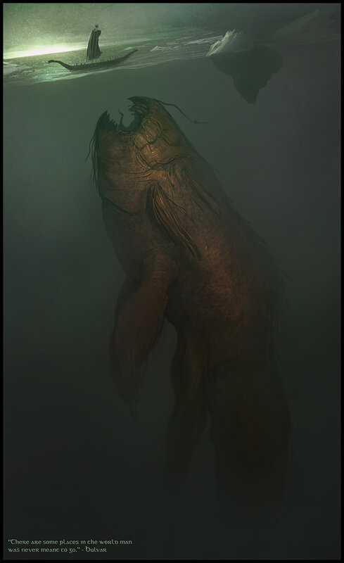 giant sea monster under boat