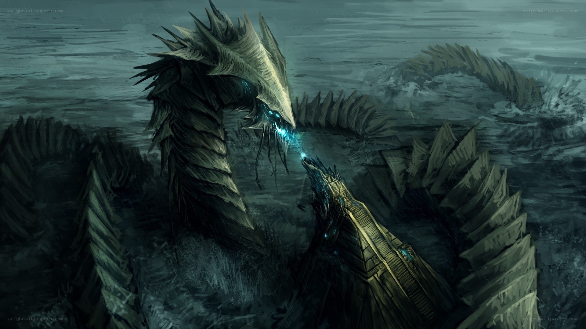 giant sea serpent attacks ship