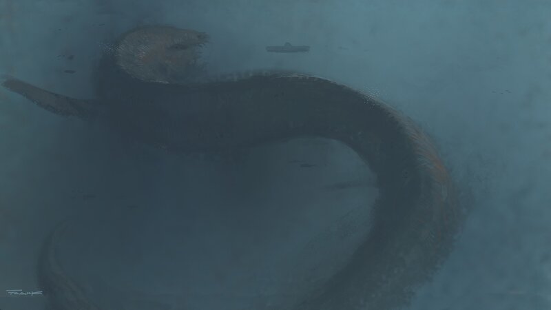 Giant Sea Serpent — Blue, Dark, Mysterious
