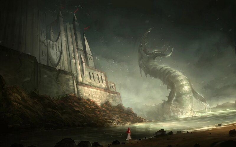 Giant Sea Serpent — Gray, Dramatic