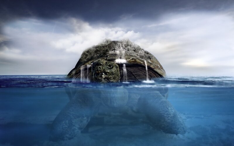 Giant Sea Turtle — Blue, Dramatic