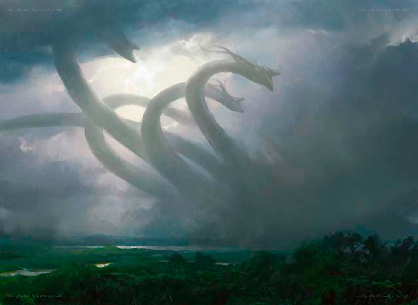 Giant Serpent in Stormy Skies