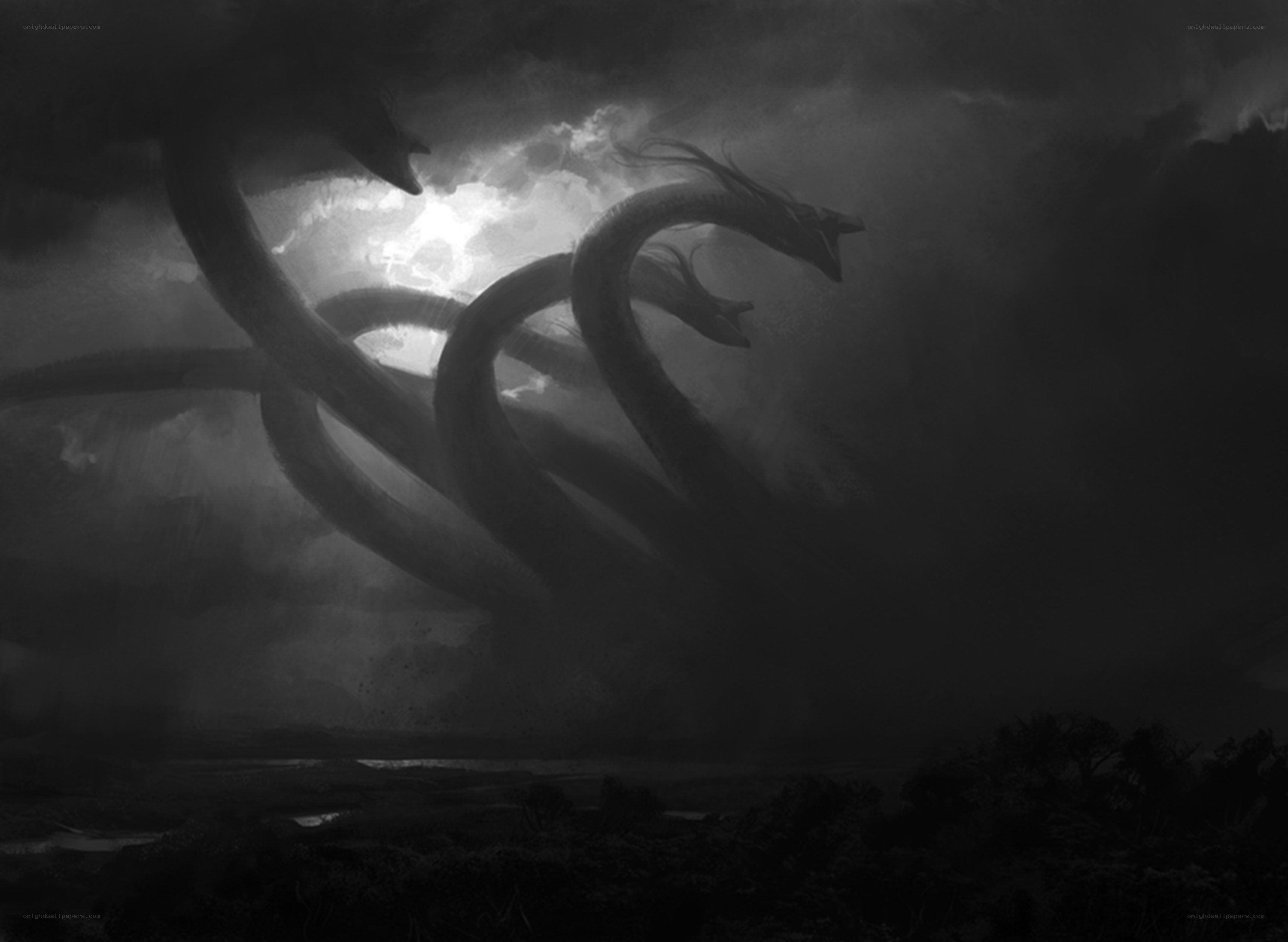 Giant Serpent in Stormy Sky