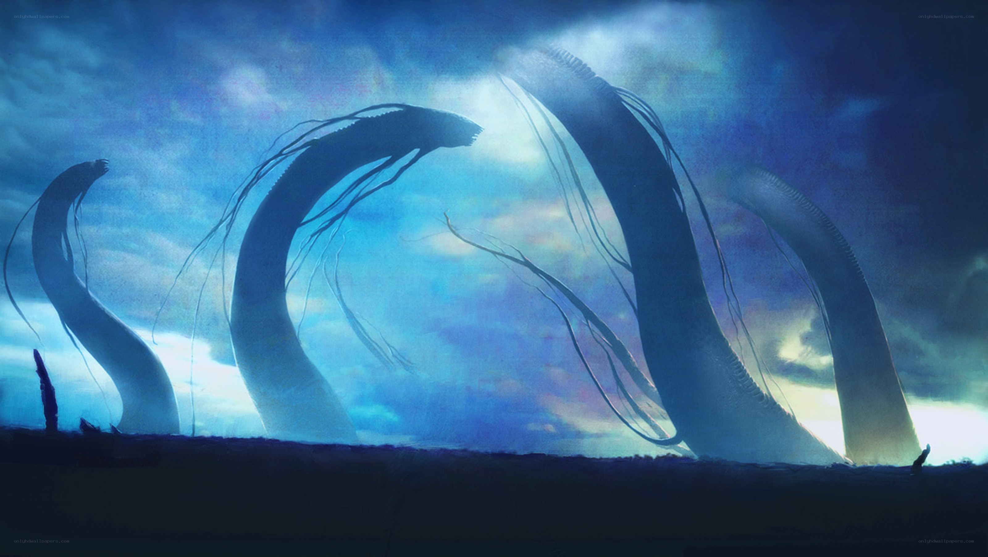 Giant serpents in a storm