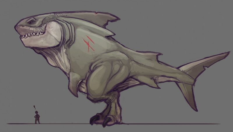 Giant Shark Creature — Gray