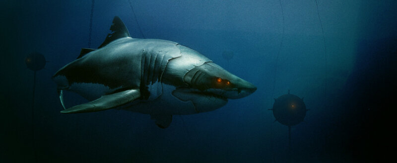 Giant shark in deep water
