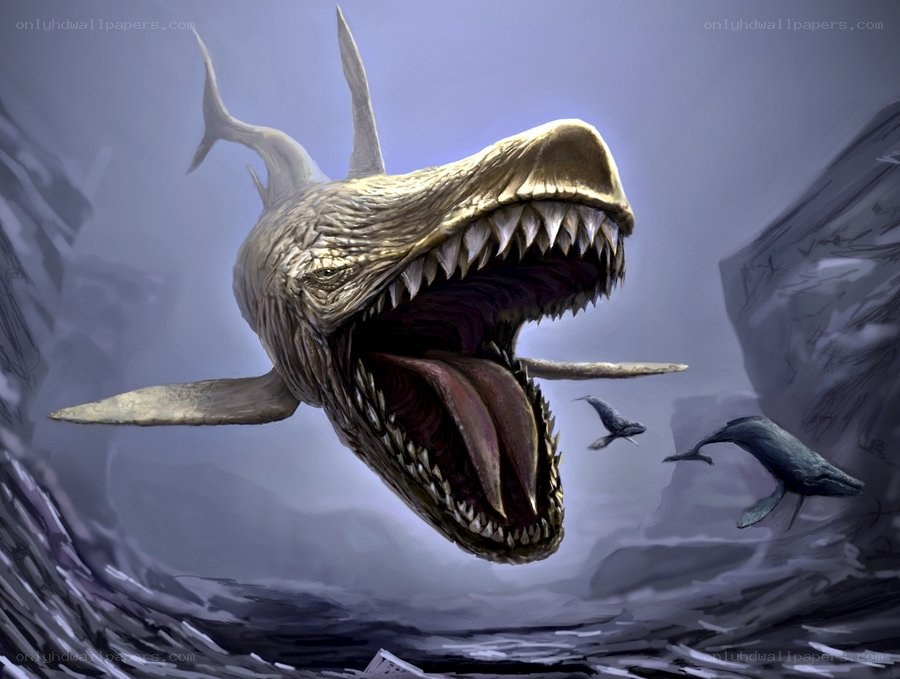 giant shark with open mouth