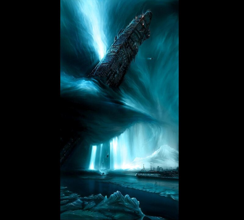 giant ship in icy cavern