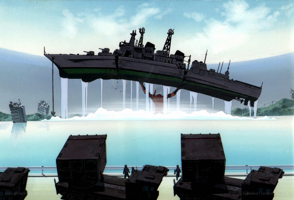Giant ship lifted by monster