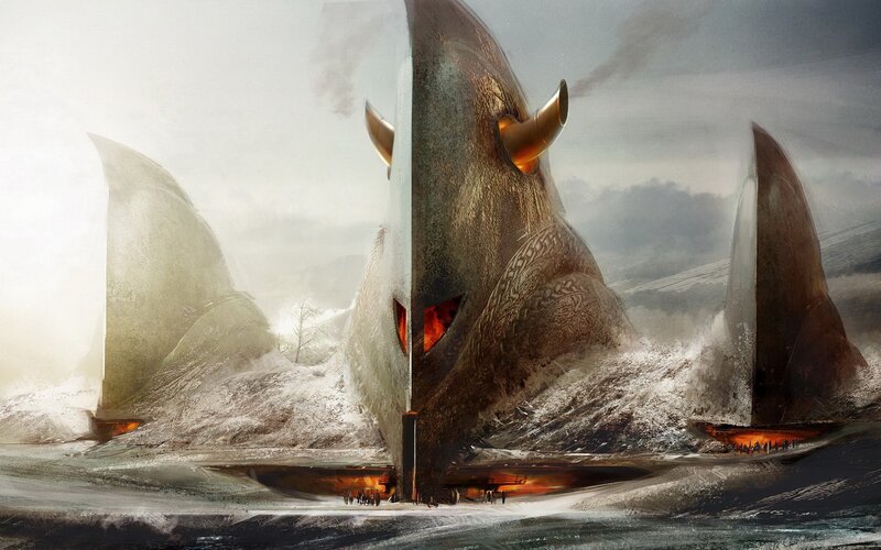 giant ship monster in storm