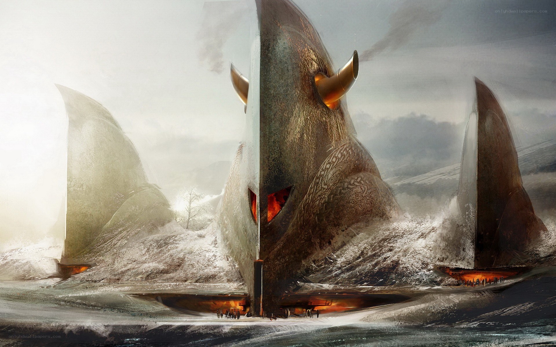 giant ship monster in storm