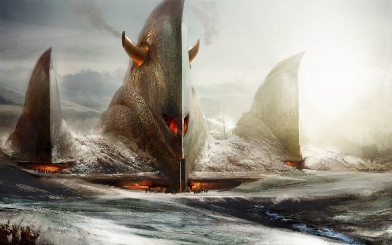 giant ship monster in storm