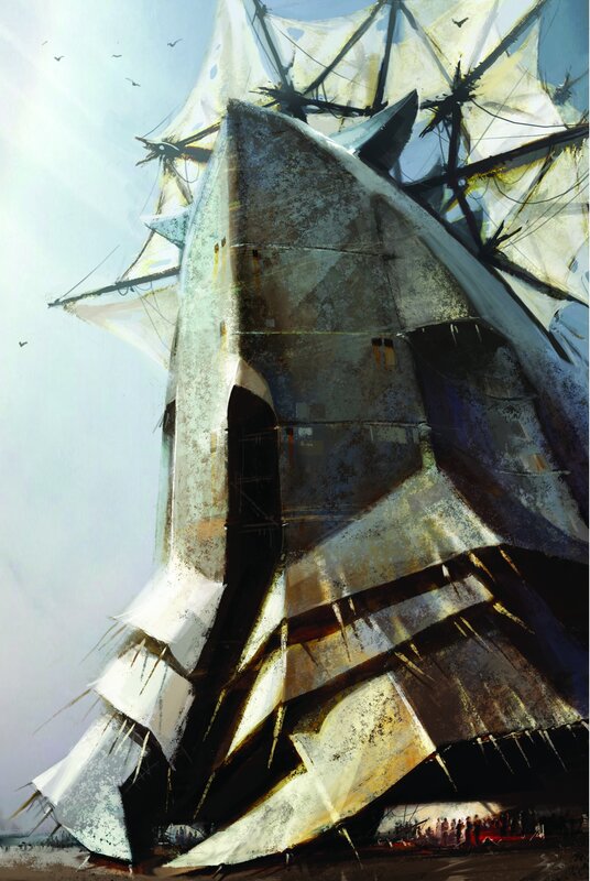 Giant ship with sails