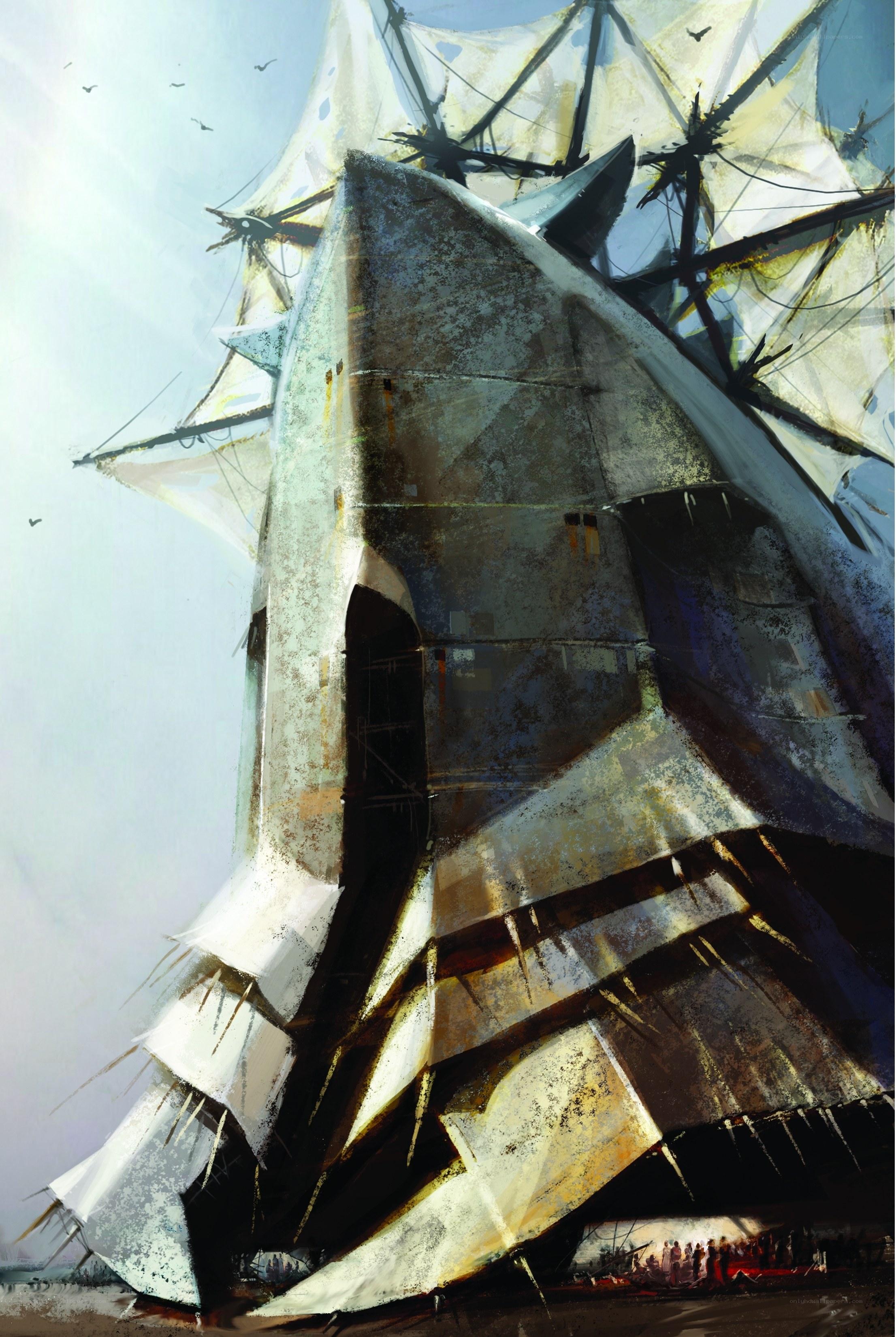 Giant ship with sails