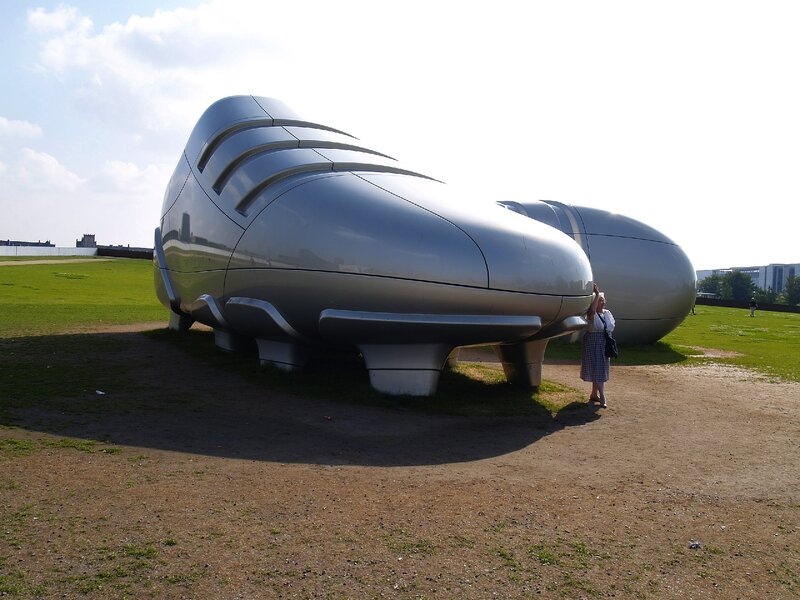 Giant Silver Shoe Sculpture