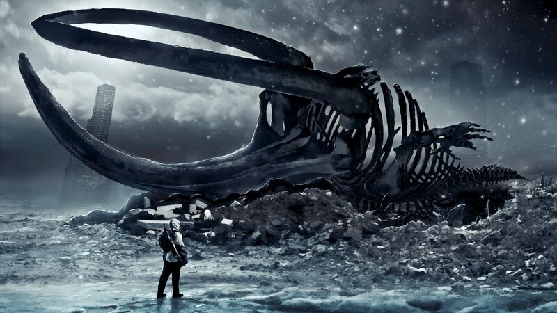 Giant Skeleton in Wasteland — Gray