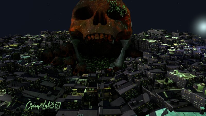 Giant Skull in City