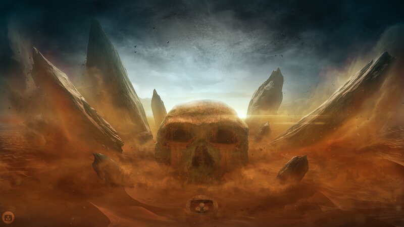 Giant Skull in Desert — Brown