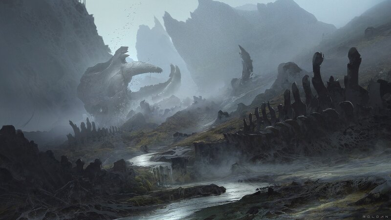 Giant Skull in Fog