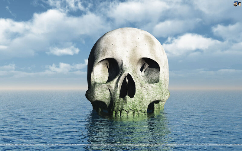 Giant Skull in Ocean