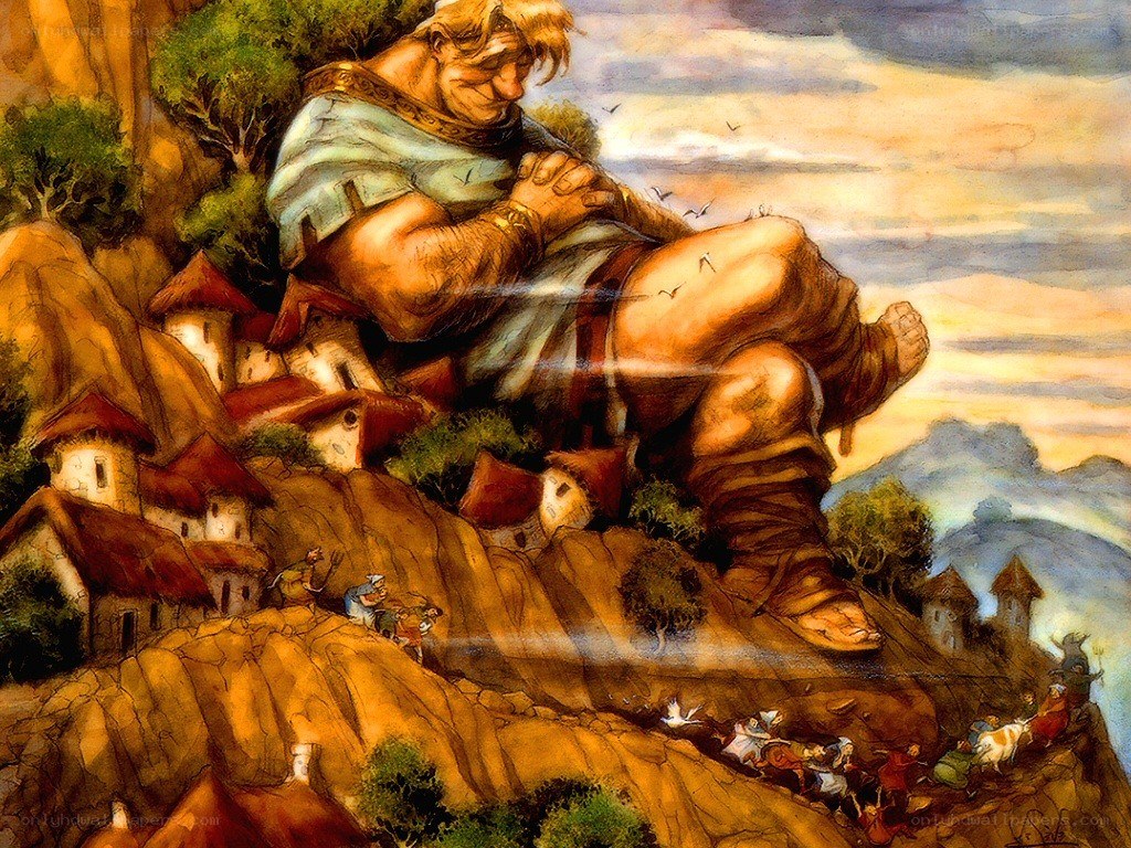 giant sleeping on a hillside