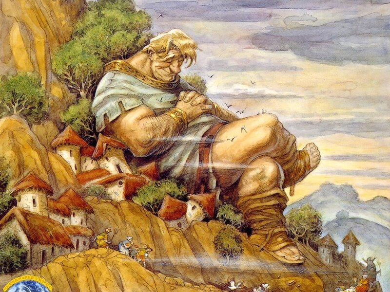 Giant sleeping on a hillside