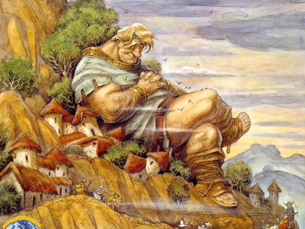 Giant sleeping on a hillside