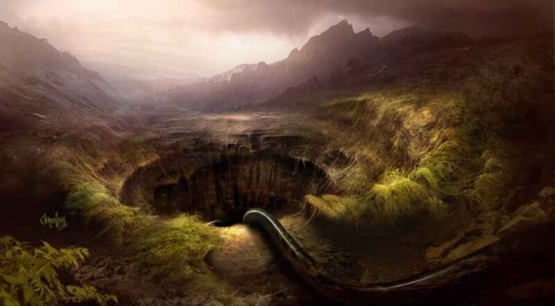 Giant snake in a mountain valley