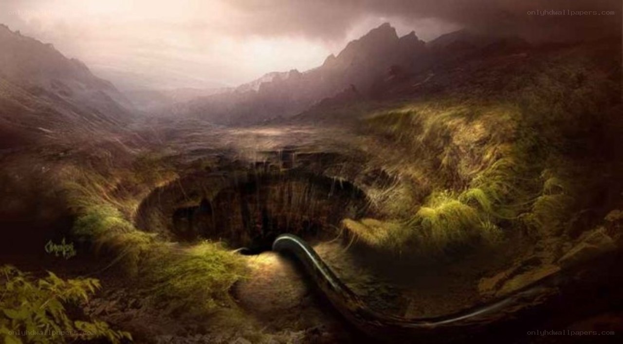 Giant snake in a mountain valley