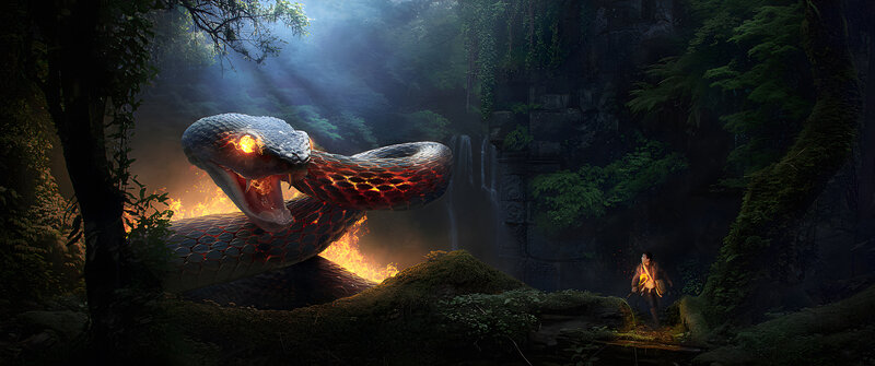 Giant Snake in Jungle