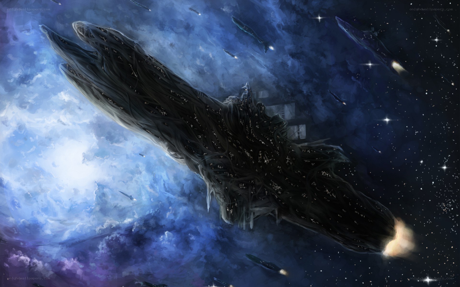 giant space whale in nebula