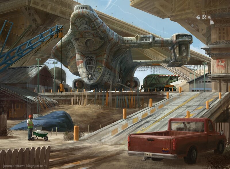 Giant Spaceship in Hangar