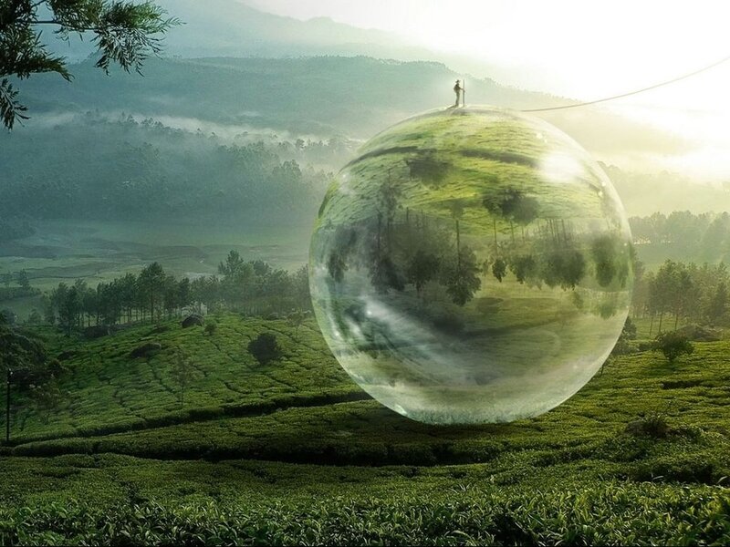 Giant sphere in tea fields