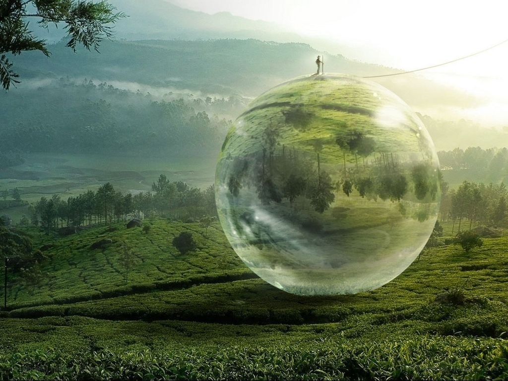 Giant sphere in tea fields