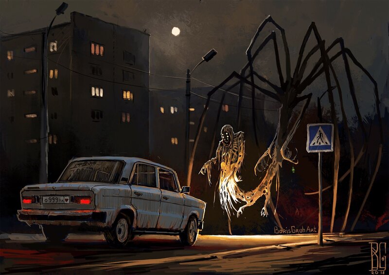 Giant Spider Creature — Black, Dark, Night
