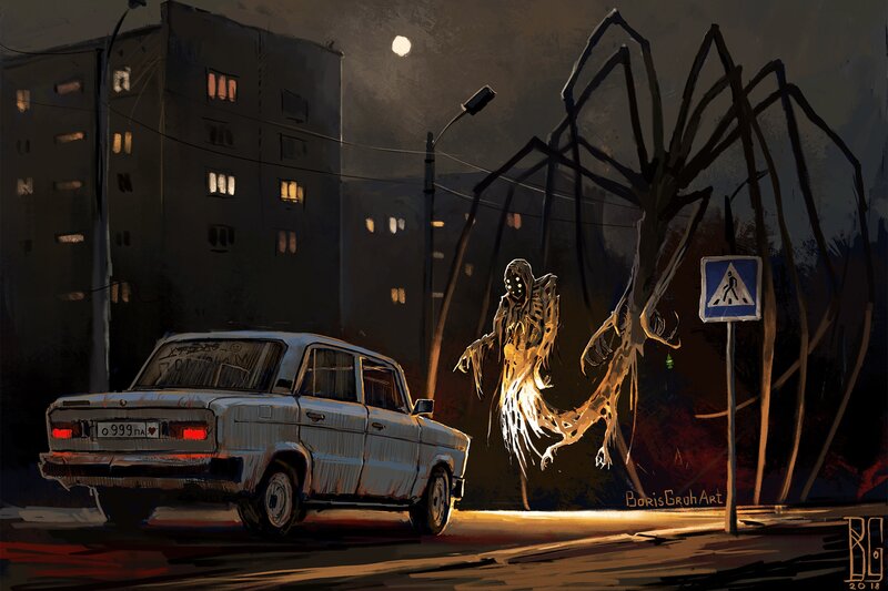 Giant Spider Creature — Black, Dark
