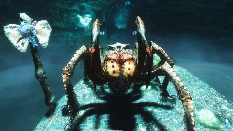 giant spider creature underwater