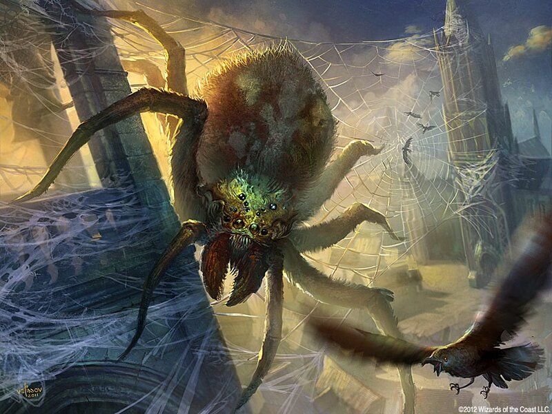 giant spider in a ruined city