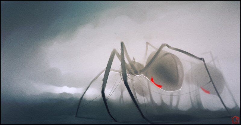 Giant Spider in Fog