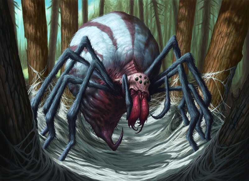 Giant Spider in Forest — Gray