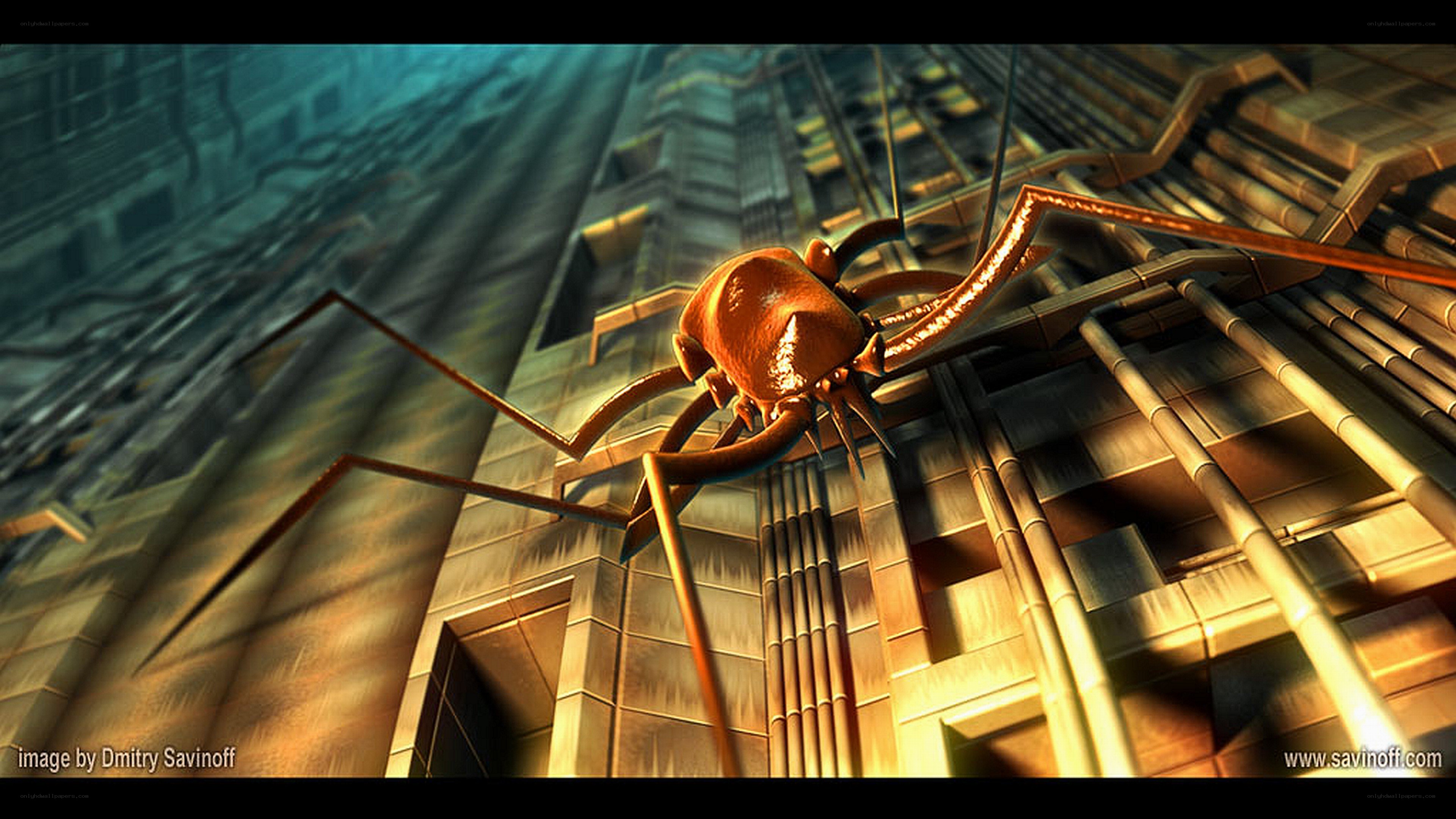 giant spider in industrial setting
