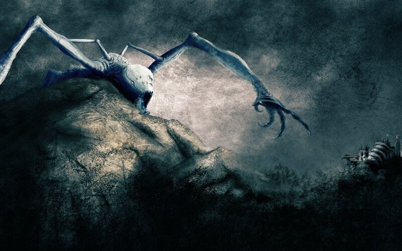 Giant Spider-like Creature — Gray, Dark, Ominous