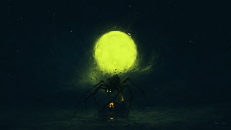 Giant Spider under Moon