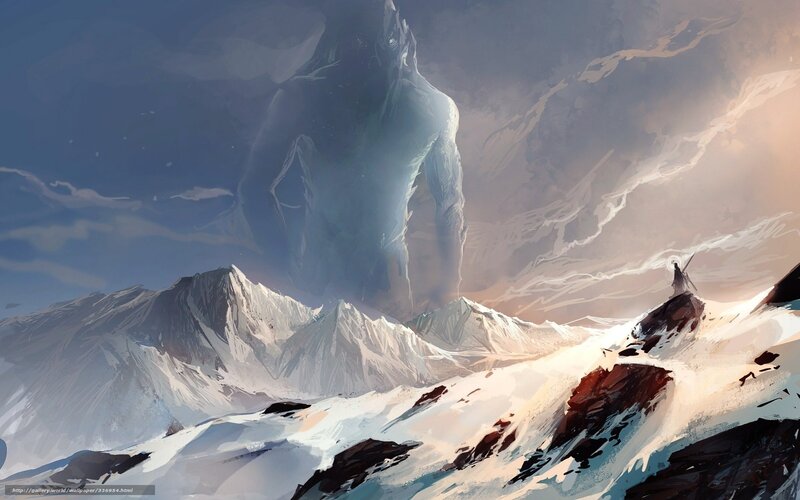 giant spirit in snowy mountains