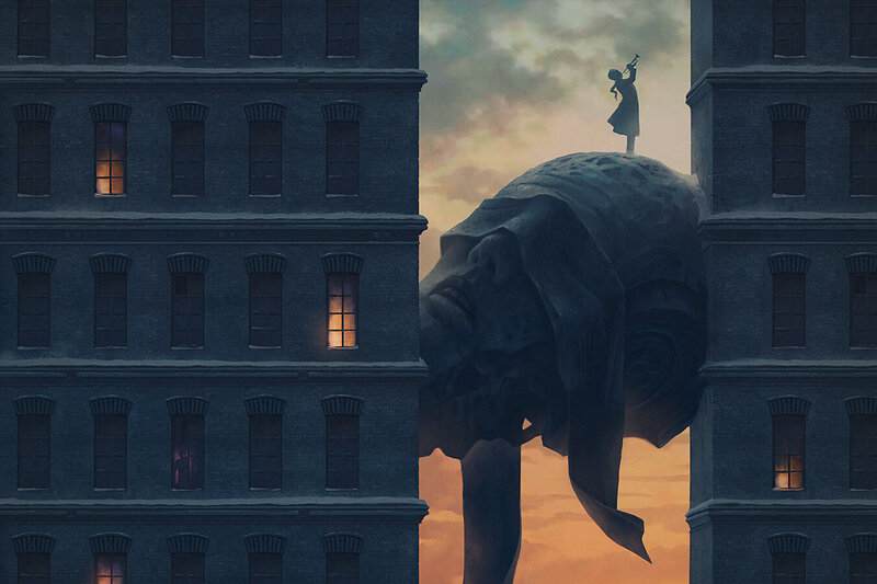 Giant Statue Head — Gray