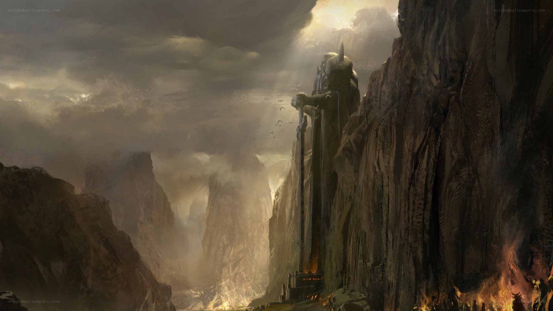 giant statue in a canyon