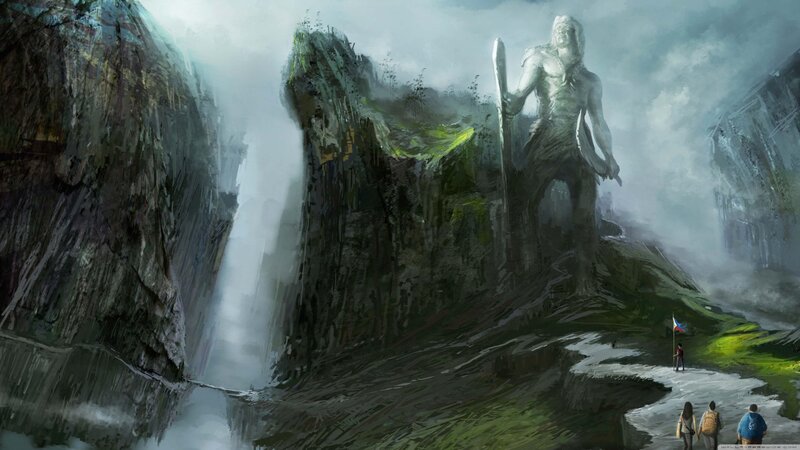 Giant Statue in Canyon — Green