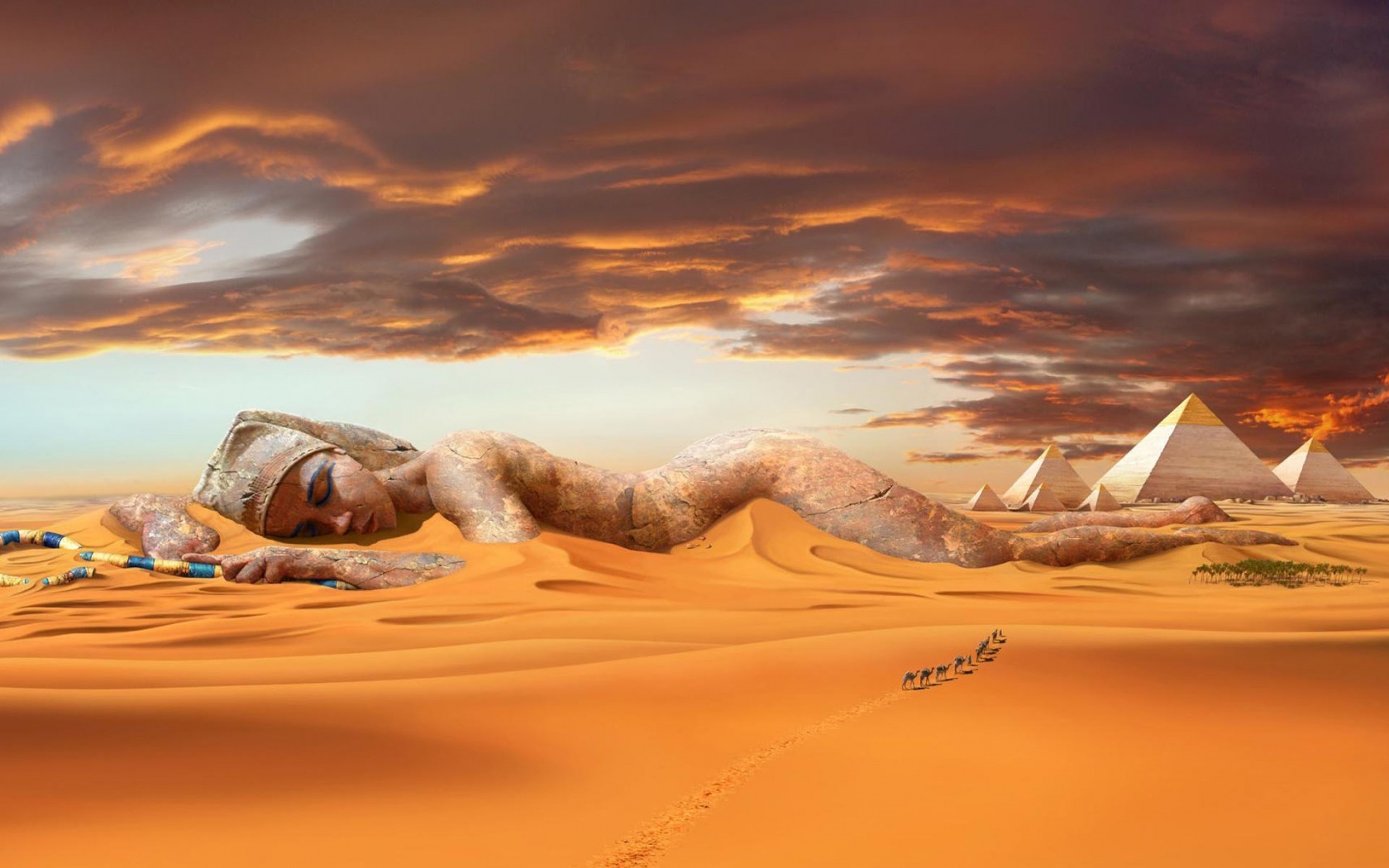 Giant statue in desert
