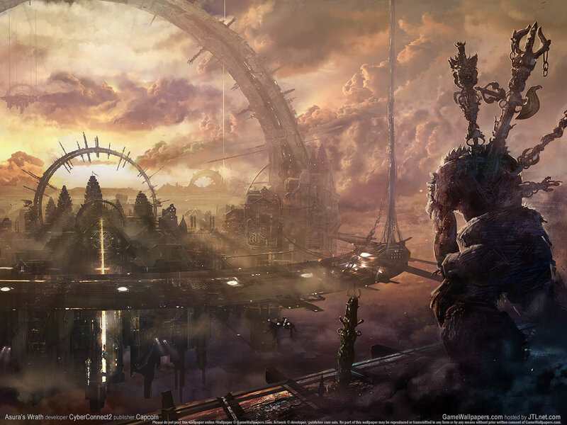 Giant Statue Overlooking City — Brown